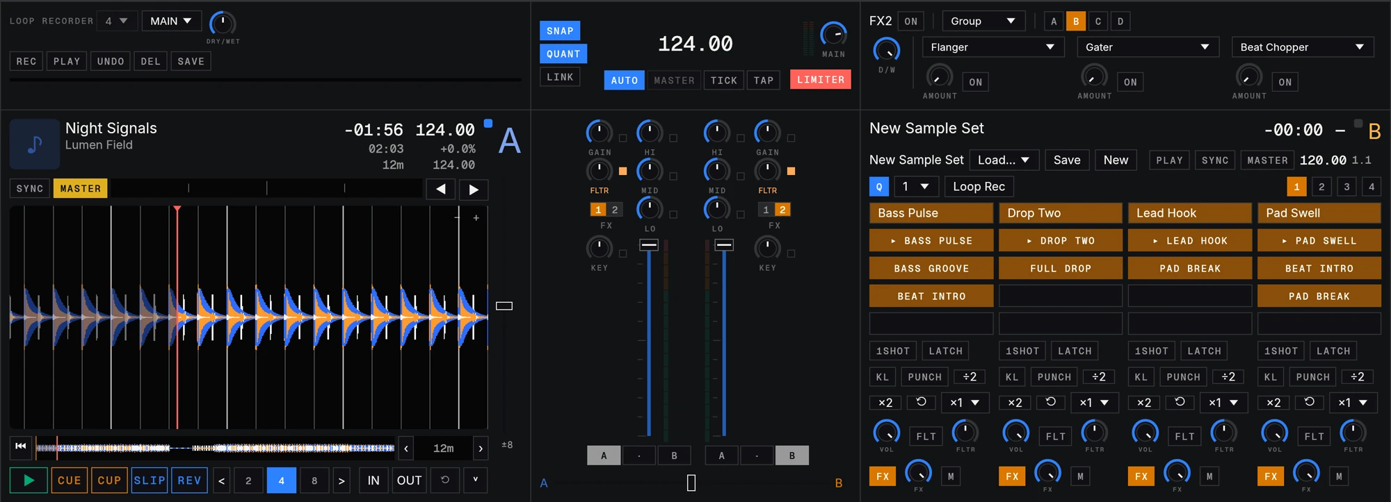 Sample decks and a drum machine